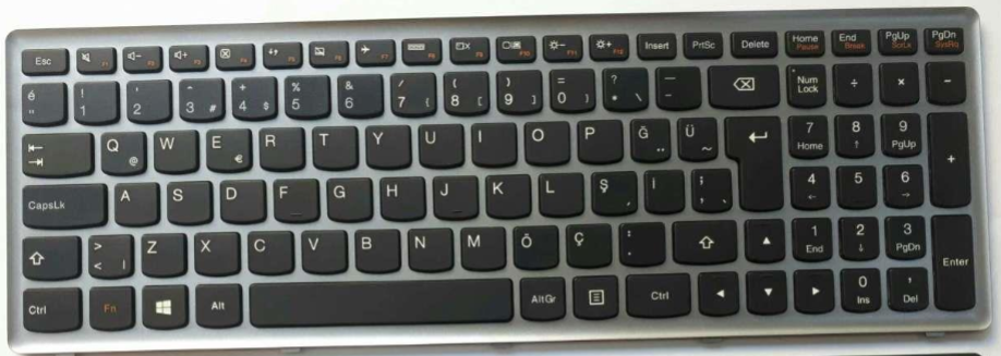 Noteware Lenovo Uyumlu IdeaPad U510 Laptop Klavye – Gri Işıklı