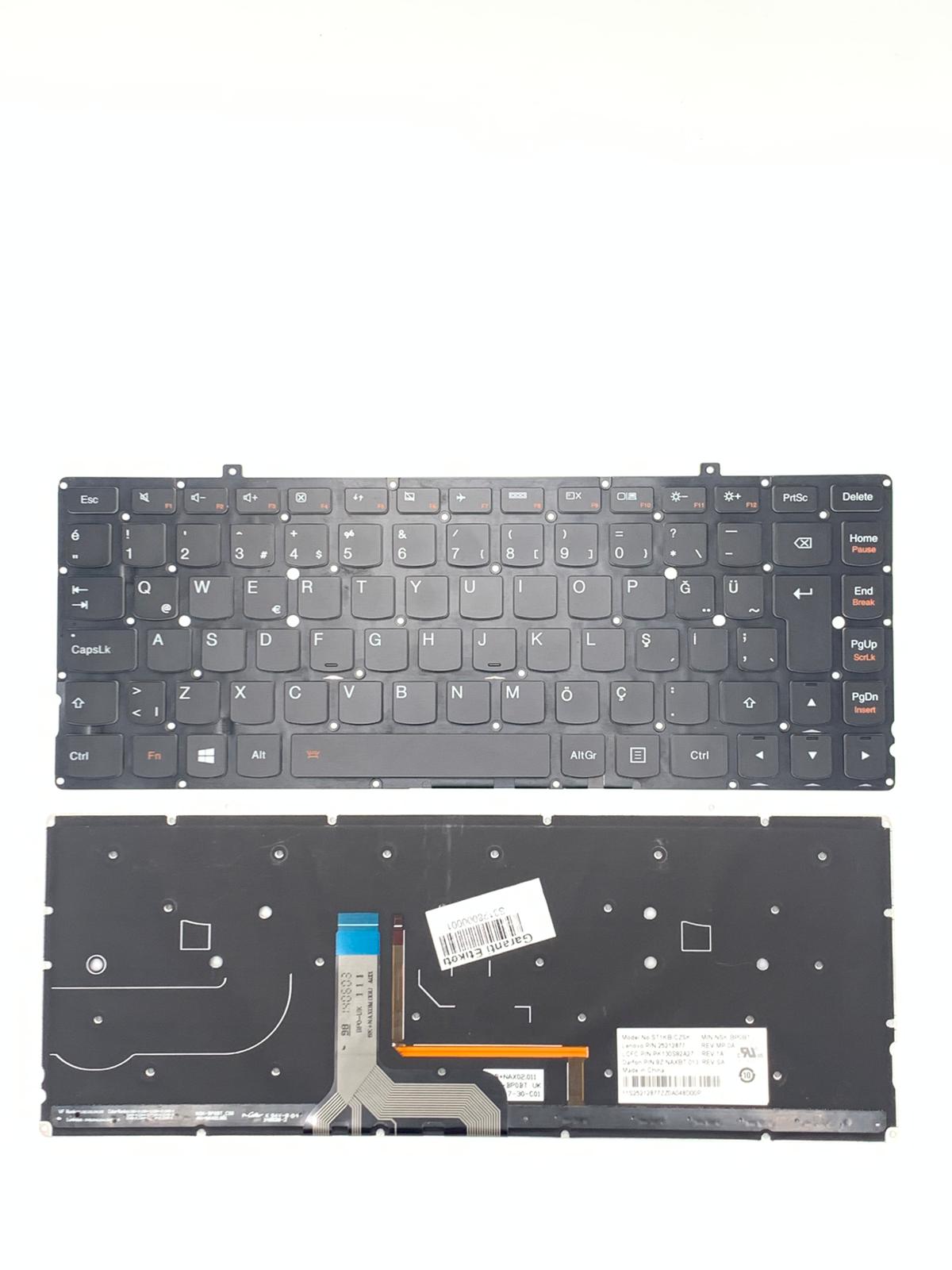 Noteware Lenovo Uyumlu 2521-2835 / Yoga 2 Pro 13 – LED’li Laptop Klavyesi (Türkçe Tuş Takımı)
